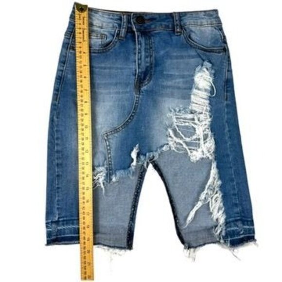 Machine Distressed Ripped Denim Skirt Size M - Picture 8 of 10